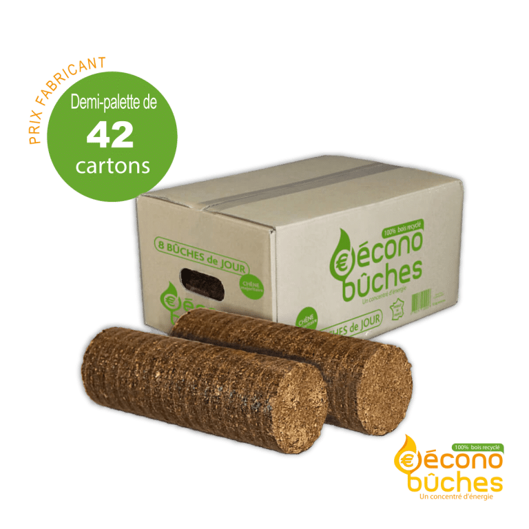 Bûches compressées de jour Écono’Bûches en demi-palette de 42 cartons