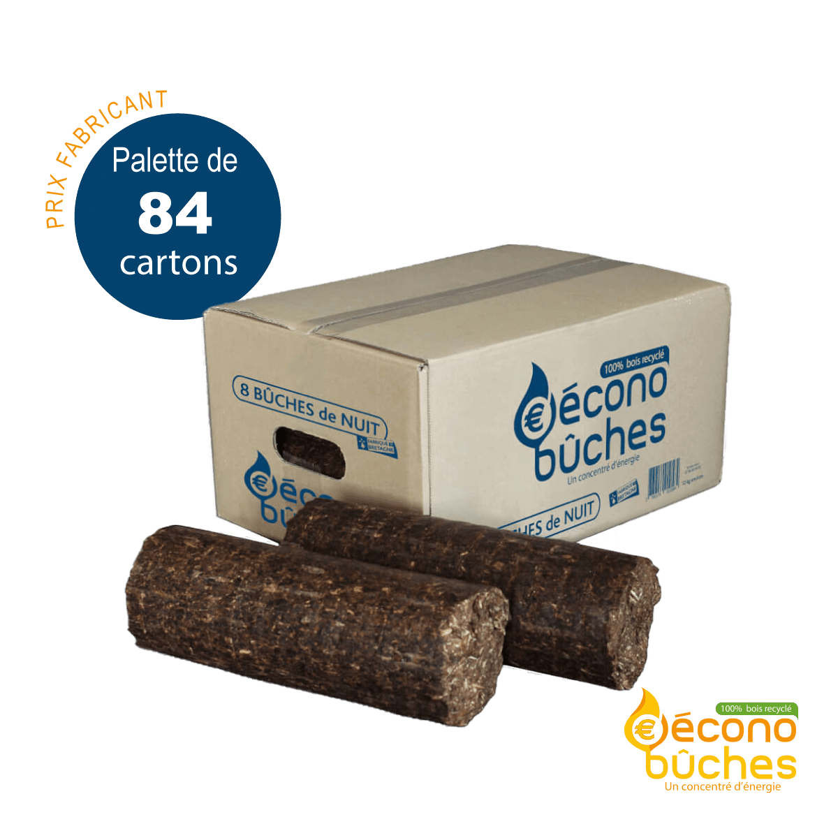 Bûches compressées de nuit en carton pour un chauffage efficace