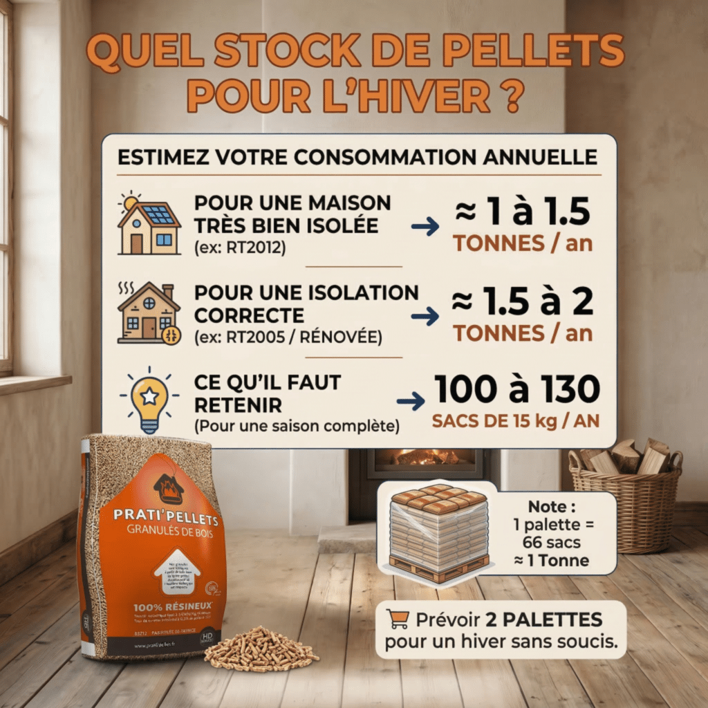 Palette de 66 sacs de pellets Prati'Pellets pour le chauffage hivernal