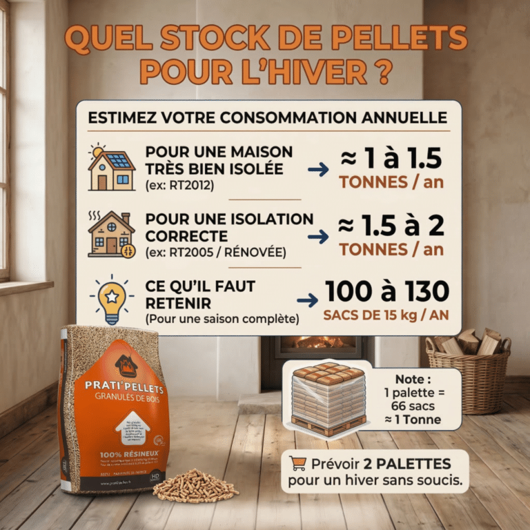 Palette de 66 sacs de pellets Prati'Pellets pour le chauffage hivernal